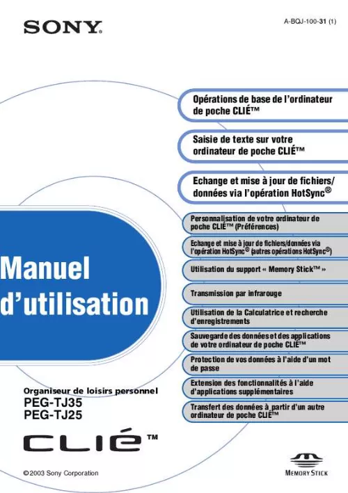 Mode d'emploi SONY PEG-TJ35/E1