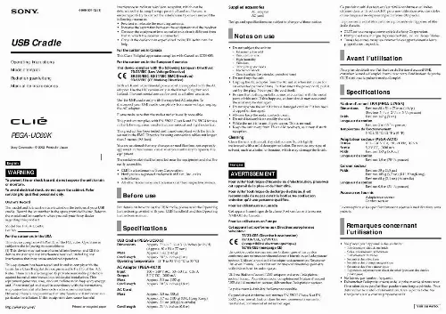 Mode d'emploi SONY CLIE PEGA-UC60K