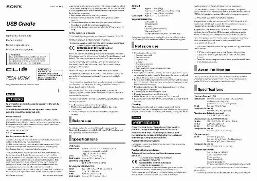 Mode d'emploi SONY CLIE PEGA-UC70K