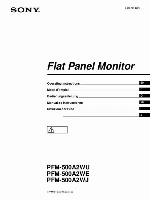 Mode d'emploi SONY PFM-500A2WU