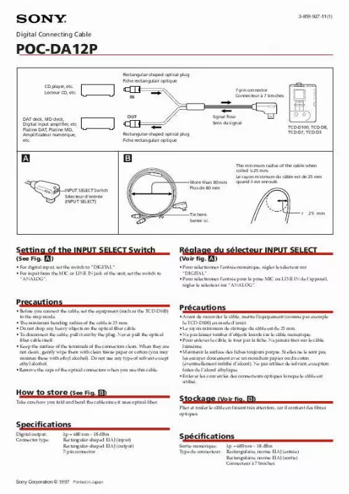 Mode d'emploi SONY POC-DA12P