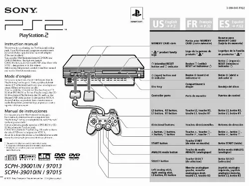 Mode d'emploi SONY PS2 SCPH-39001N
