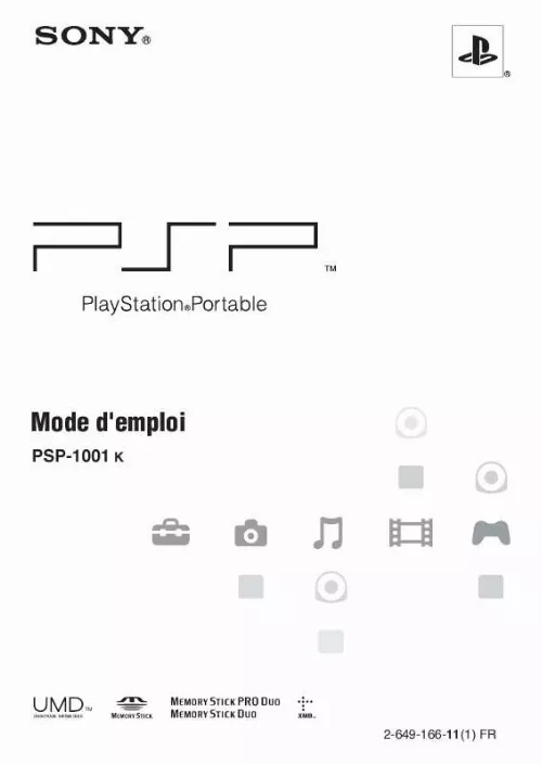 Mode d'emploi SONY PSP-1001 K