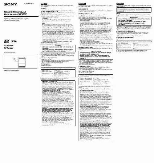 Mode d'emploi SONY SF16UX