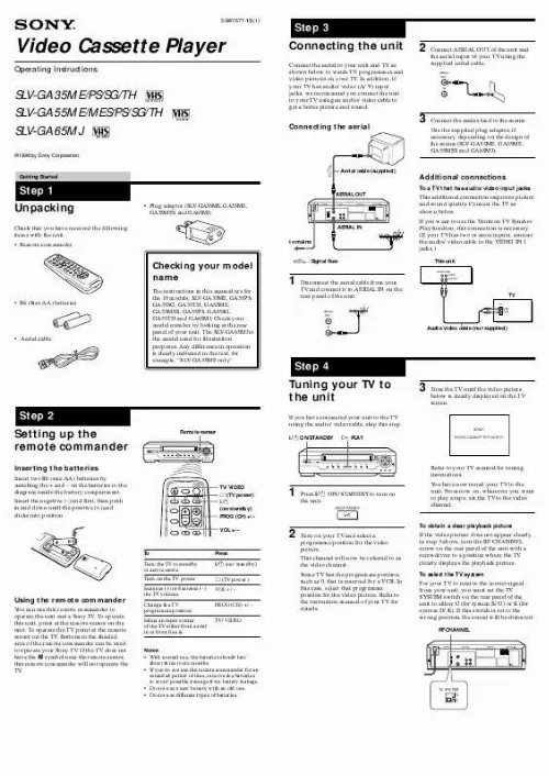 Mode d'emploi SONY SLV-GA55TH