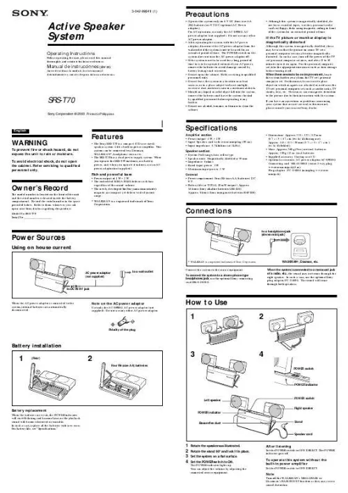 Mode d'emploi SONY SRS-T70