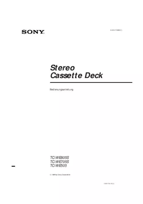 Mode d'emploi SONY TC-WE505