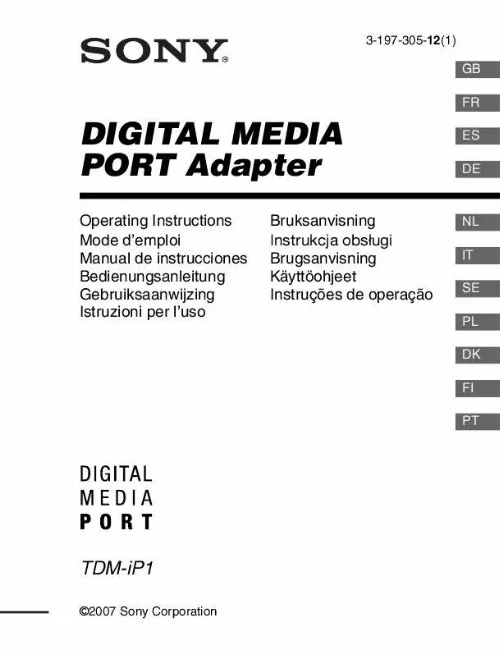 Mode d'emploi SONY TDM-IP1