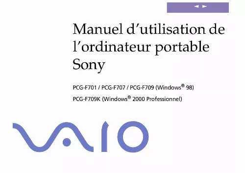 Mode d'emploi SONY VAIO PCG-F709