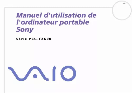 Mode d'emploi SONY VAIO PCG-FX604