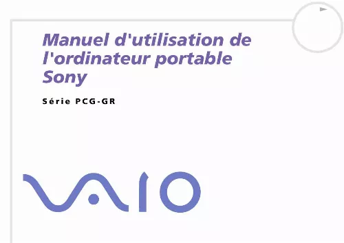 Mode d'emploi SONY VAIO PCG-GR414SK