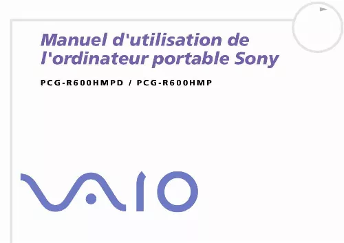 Mode d'emploi SONY VAIO PCG-R600HMP