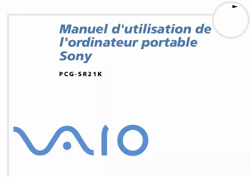 Mode d'emploi SONY VAIO PCG-SR21K