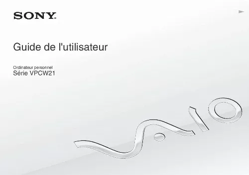 Mode d'emploi SONY VAIO VPCW21C7E