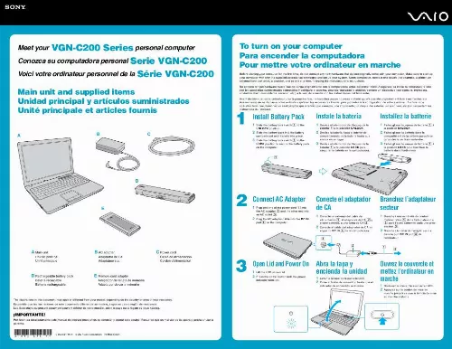 Mode d'emploi SONY VAIO VGN-C210E/P