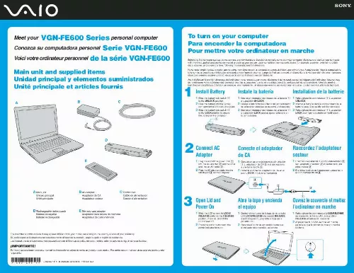 Mode d'emploi SONY VAIO VGN-FE650G