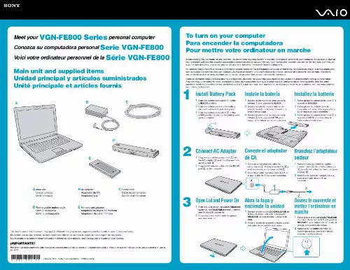 Mode d'emploi SONY VAIO VGN-FE880E/H