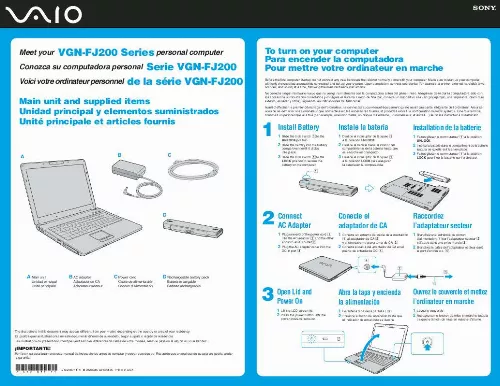 Mode d'emploi SONY VAIO VGN-FJ250P