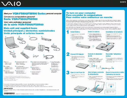 Mode d'emploi SONY VAIO VGN-FS8900P