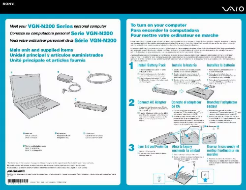 Mode d'emploi SONY VAIO VGN-N250E/B