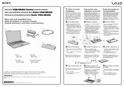 Mode d'emploi SONY VAIO VGN-SR210J