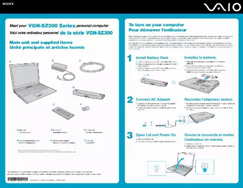 Mode d'emploi SONY VAIO VGN-SZ320P