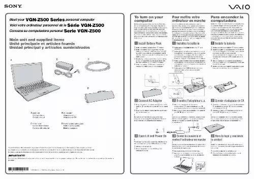 Mode d'emploi SONY VAIO VGN-Z540