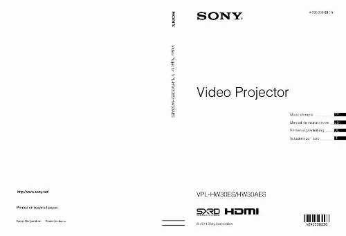 Mode d'emploi SONY VPL-HW30AES