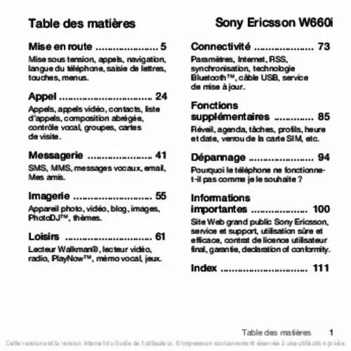 Mode d'emploi SONY W660