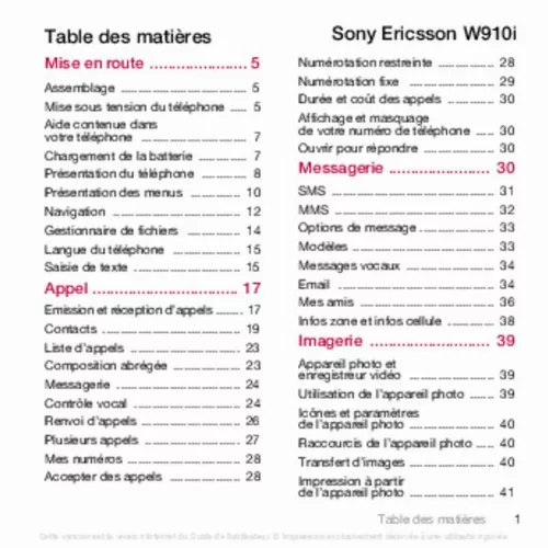 Mode d'emploi SONY W910