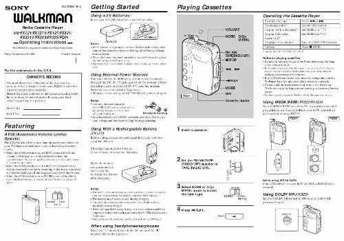 Mode d'emploi SONY WM-FQ01