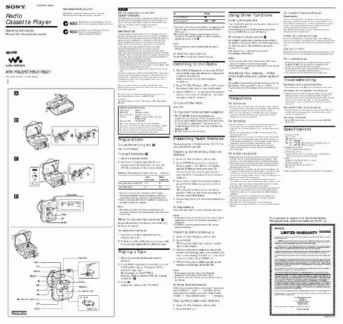 Mode d'emploi SONY WM-FS422ST