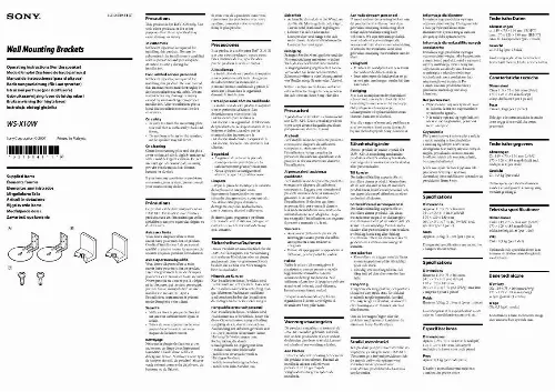 Mode d'emploi SONY WS-X10W