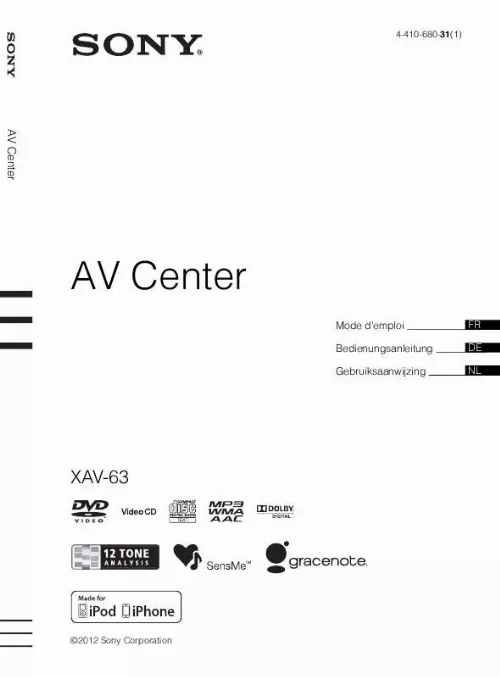 Mode d'emploi SONY XAV-63