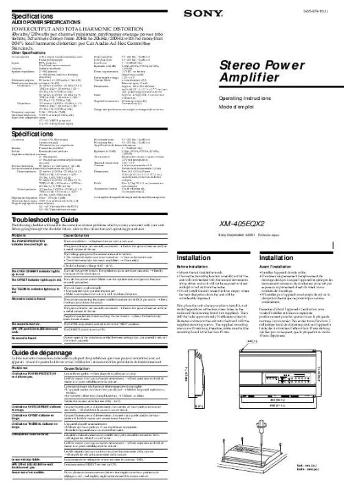 Mode d'emploi SONY XM-405EQX2