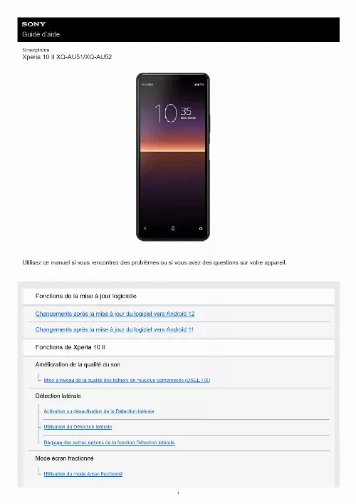 Mode d'emploi SONY XPERIA 10 II