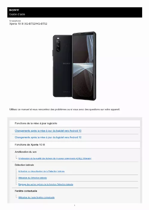 Mode d'emploi SONY XPERIA 10 III