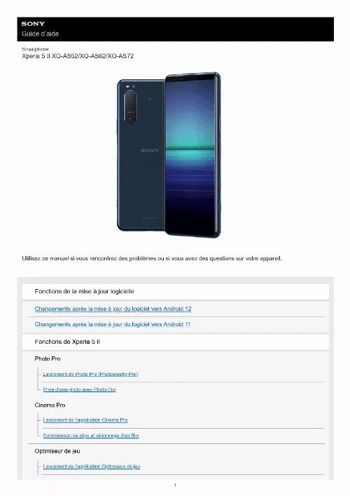 Mode d'emploi SONY XPERIA 5 II