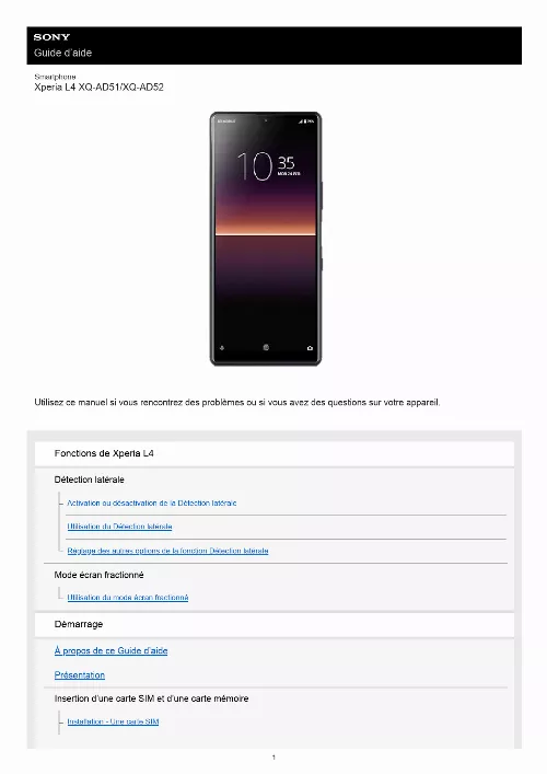 Mode d'emploi SONY XPERIA L4
