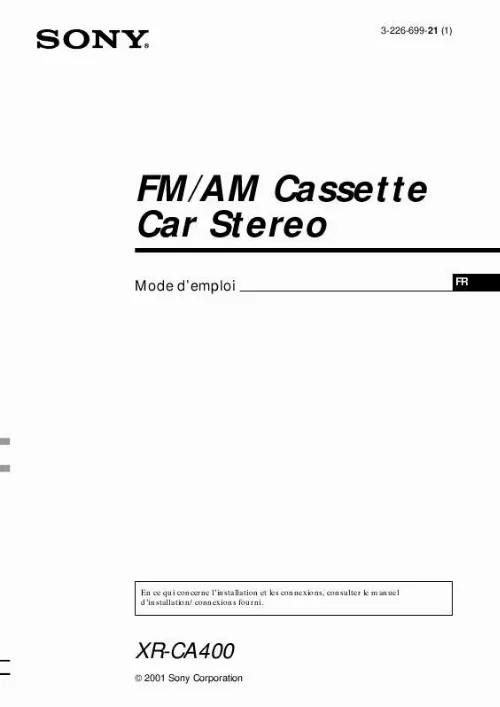 Mode d'emploi SONY XR-CA400