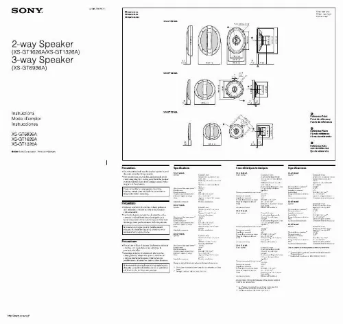 Mode d'emploi SONY XS-GT1626A