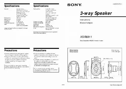 Mode d'emploi SONY XS-R6911