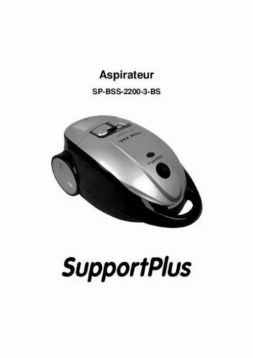 Mode d'emploi SUPPORTPLUS ASPIRATEUR 2200 W SP-BSS-2200-3-BS