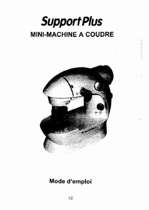 Mode d'emploi SUPPORTPLUS MINI MACHINE A COUDRE SP-MNM-003