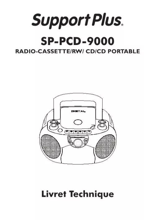 Mode d'emploi SUPPORTPLUS RADIO CASSETTE CD SP-PCD-9000