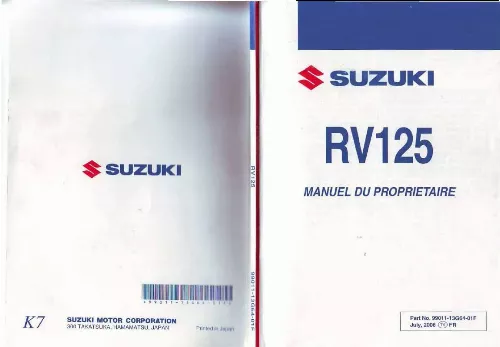 Mode d'emploi SUZUKI RV125