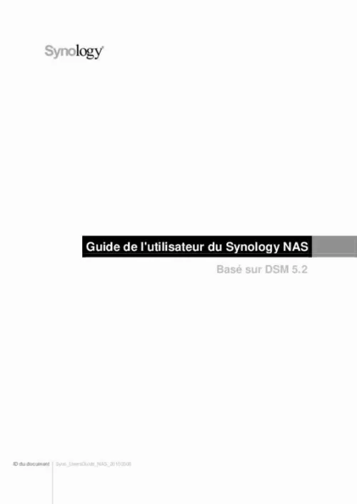 Mode d'emploi SYNOLOGY NAS DS415