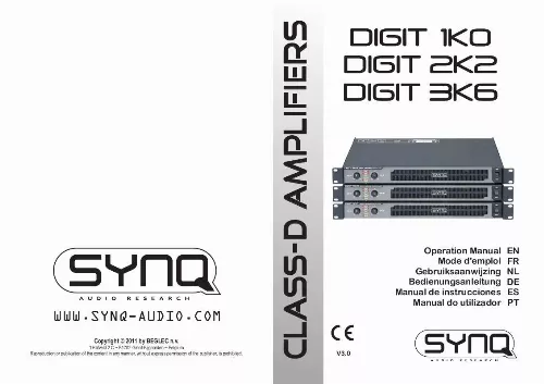 Mode d'emploi SYNQ AUDIO RESEARCH DIGIT 1K0