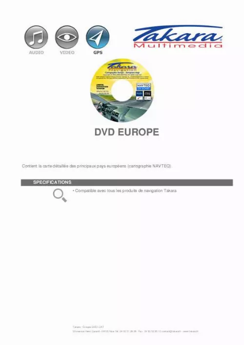 Mode d'emploi TAKARA DVD EUROPE