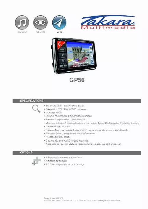 Mode d'emploi TAKARA GP56